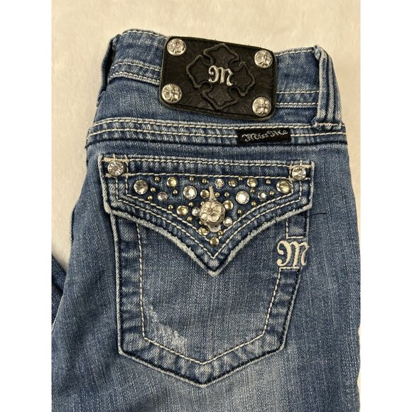 Miss Me Standard Skinny Jeans Woman's Sz 26 Embellished Pockets Blue Denim JW514 - Picture 7 of 12